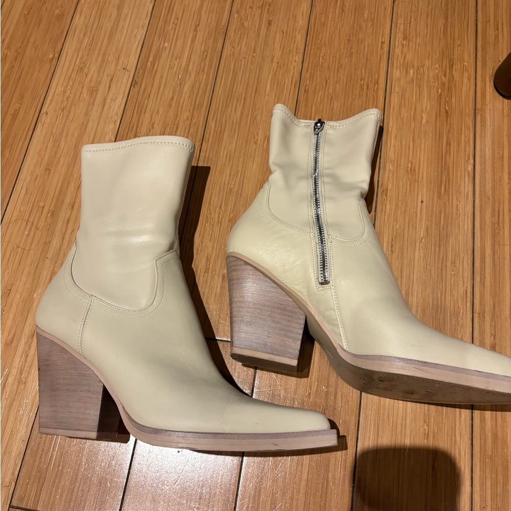 Dolce Vita Cream Heeled Boots - Picture 8 of 11